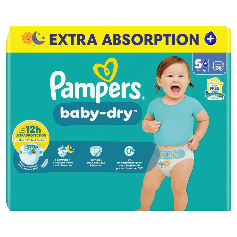 Pampers Baby Dry Gr. 5+ Junior Plus Sparpaket, 36 Stück