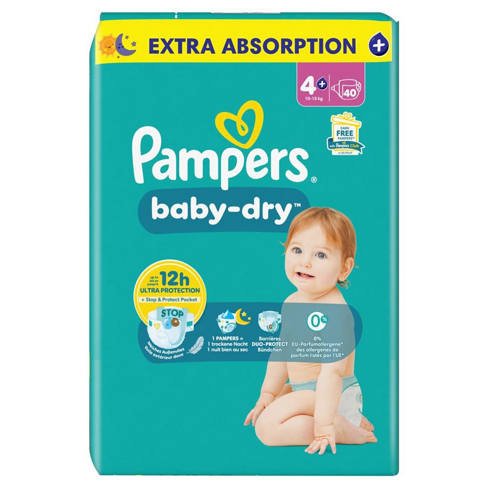 Pampers Baby Dry Gr. 4+ Maxi Plus 10-15 kg Sparpaket, 40 Stück