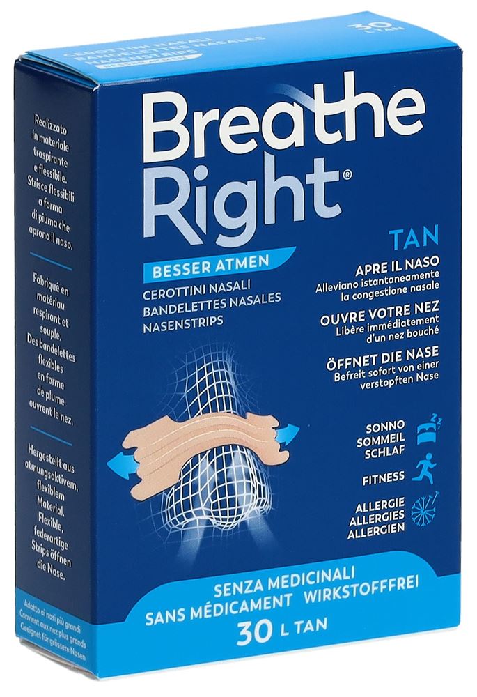 BREATHE RIGHT / BESSER ATMEN beige gross, 30 Stück
