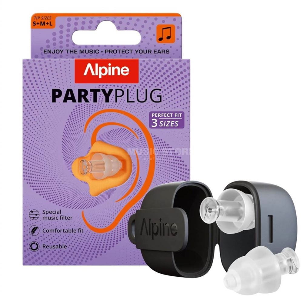 ALPINE Gehörschutzstöpsel PartyPlug transparent 3 Grössen, 6 Stück