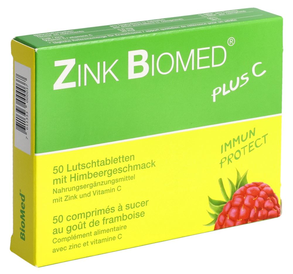 Zink Biomed plus C Lutschtabletten mit Himbeergeschmack