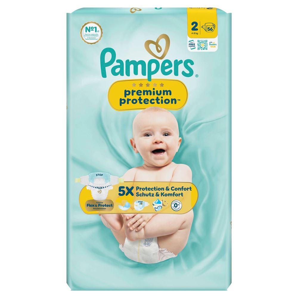 Pampers Premium Protection New Born Mini Gr. 2 4-8 kg, 56 Stück