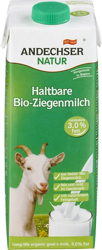 Andechser Natur Ziegenmilch haltbar 3,0% Fett, 1 l