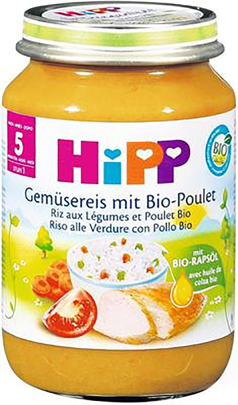 HIPP Gemüsereis mit Bio Poulet Glas, 190 g