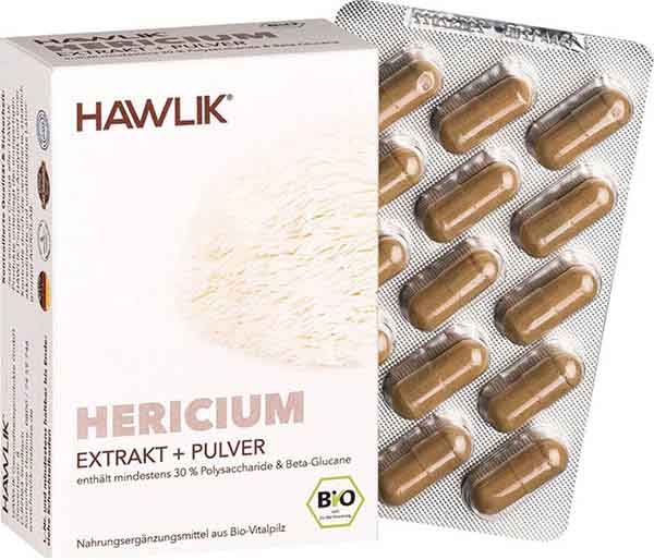 HAWLIK Hericium Extrakt + Pulver Kapseln, 60 Stück