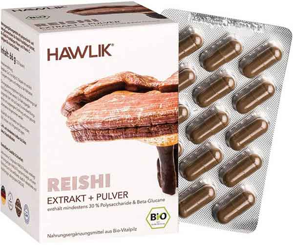 HAWLIK Reishi Extrakt + Pulver Kapseln, 120 Stück