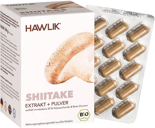 HAWLIK Shiitake Extrakt + Pulver Kapseln, 120 Stück