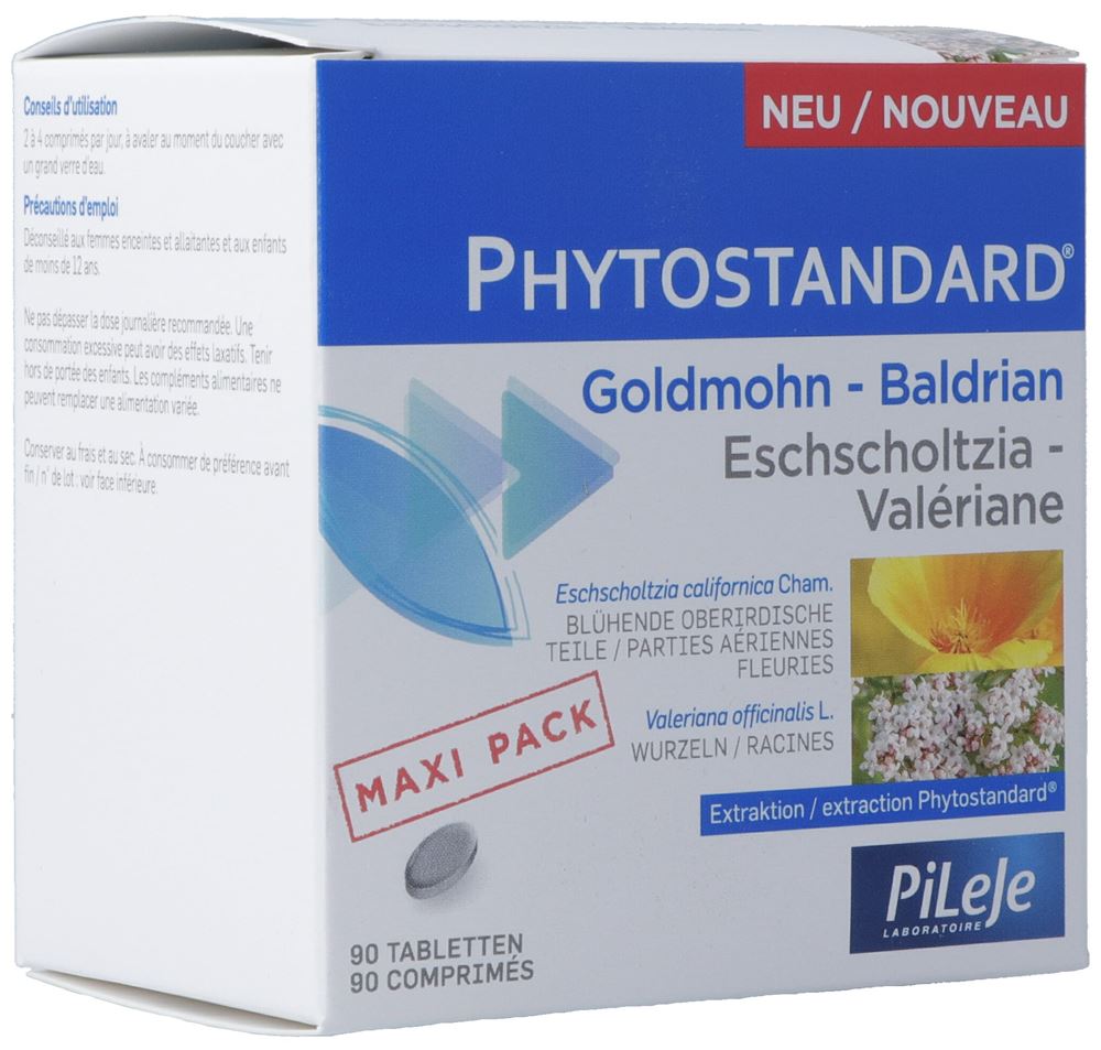 Pileje Phytostandard Goldmohn-Baldrian Tabletten, 90 Stück