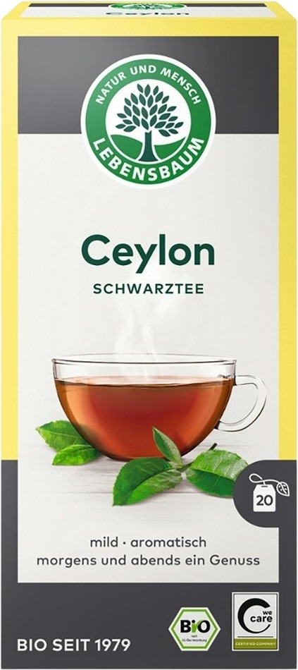 Lebensbaum Bio Schwarztee Ceylon Beutel, 20 Stück