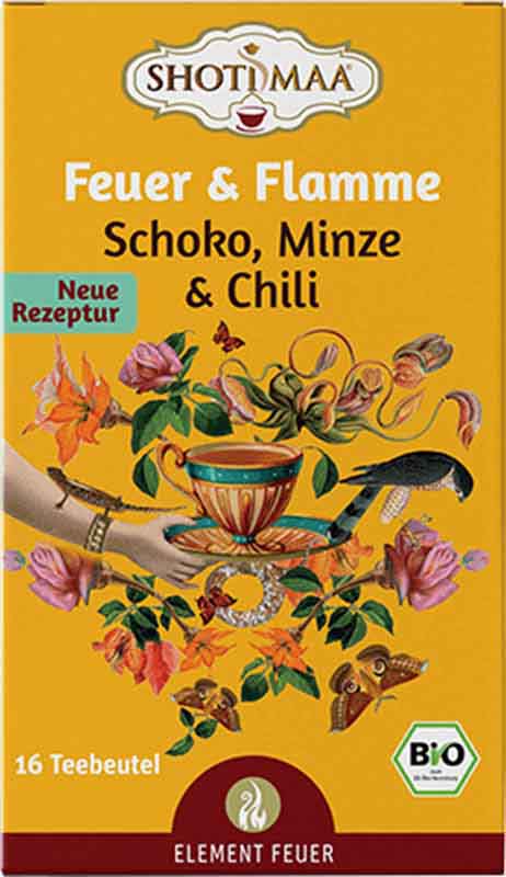 Shoti Maa Tee Feuer & Flamme Schoko, Minze und Chili 16 Beutel