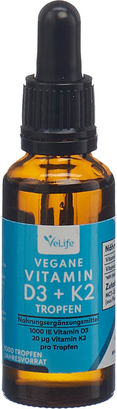 VELIFE D3 K2 Tropfen vegan, 30 ml