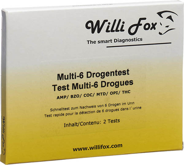 Willi Fox Drogentest Multi 6 Drogen Urin, 2 Stück