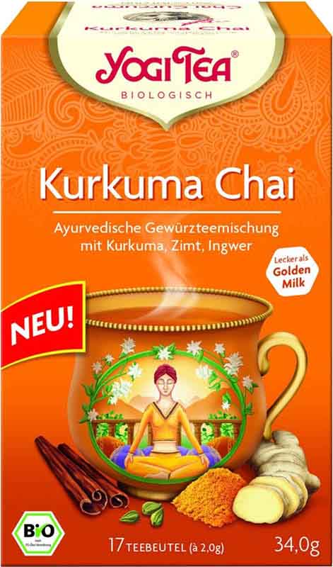 YOGI TEA Kurkuma Chai Gewürzteemischung, Aufgussbeutel 17 x 2g
