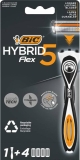 BIC Flex 5 Hybrid Herrenrasierer 5-Klingen 1Griff mit 4 Ersatzklingen, 10 x 1 Stück