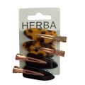 HERBA Clips Pin Curl 5.5cm acétate brun noir, 4 pièces