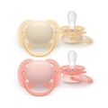 Avent Philips sucette ultra soft 0-6 mois beige/rose, 2 pièces