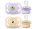 Avent Philips sucette ultra start 0-2 mois orange/lila motif, 2 pièces
