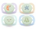 Avent Philips Sucette ultra start night 0-2 mois smiley/sommeil/lune/étoile, 2 pièces