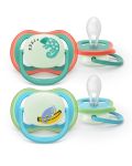 Avent Philips sucette ultra air night 6-18 mois caméléon/singe, 2 pièces