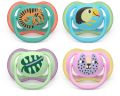 Avent Philips Sucette Ultra Air Day 6-18 mois tigre/oiseau/feuille/guépard, 2 pièces