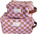 Lili Pepper Blockprint Necessaire Check Caramel SMALL