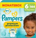 Pampers Premium Protection taille 6 13+kg Extra Large boîte mensuelle, 144 pièces