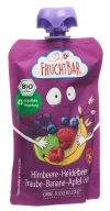 FRUCHTBAR Fruchtpüree Bio Himbeer Heidelbeer Traube Banane Hafer, 100 g