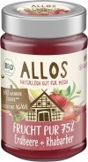 Allos Pure Fruit 75 % Fraise Rhubarbe, 200 g