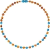 Amberos Natur Bernstein Babykette Cognac mit Edelsteinen Türkis