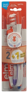 elmex Kariesschutz InterX Mittel Zahnbürste, 2 Stück + 1 gratis