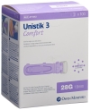 UNISTIK 3 lancettes Comfort 28G (1.8 mm), 100 pieces
