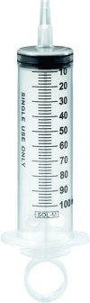 SOL-M Spritze 100ml mit Katheteransatz Luer-Adapter, 30 Stück