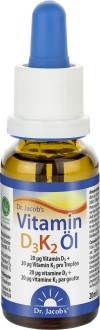 Dr. Jacob's Vitamin D3K2 Öl 800 IE/20 mcg D3+K2 640 Tropfen, 20 ml