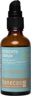 Benecos Sérum hydratant pour le visage Aloe Vera Bio et triple hyaluron, 50 ml