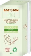 Bocoton Lingettes en coton, roulées, boîte de 50 unités