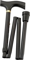 GASTROCK Canne pliable avec poignée en bois dur noire