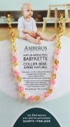 Amberos Natur Bernsteinkette Edelstein Baroque Lemon Quartz Pink Jade