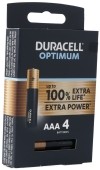 DURACELL piles optimum AAA, 4 pièces