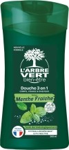 L'ARBRE VERT Crème de Douche 3en1 Homme Menthe Flacon 260 ml