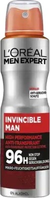 L'Oreal Paris Deo Invincible Man 96h Spray, 150 ml
