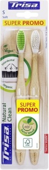 Trisa Natural Clean Holzzahnbürste soft Duo, 2 Stück