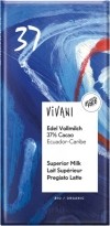 Vivani Tablette de chocolat au lait entier Edel 37%, 100g