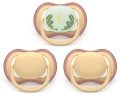 Avent Philips Sucette Ultra Air Day&Night 0-6M blanc-beige/beige motif, 3 pièces