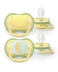 Avent Philips Sucette Ultra Air Day&Night 18+M  blanc-beige/beige motif, 2 pièces