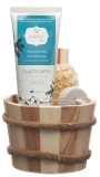 SIDEFYN Coffret cadeau seau en bois crème de douche fraîcheur forêt
