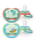 Avent Philips Nuggi Ultra Air Night 6-18M Chamäleon/Affe, 2 Stück