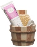SIDEFYN Coffret cadeau seau en bois crème de douche prairie fleurie
