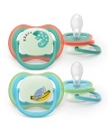 Avent Philips sucette ultra air night 6-18 mois caméléon/singe, 2 pièces