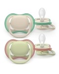 Avent Philips Sucette Ultra Air Day 6-18M blanc-beige/vert-beige, 2 pièces