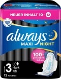 always Maxi Binde Night mit Flügeln, 12 Stück